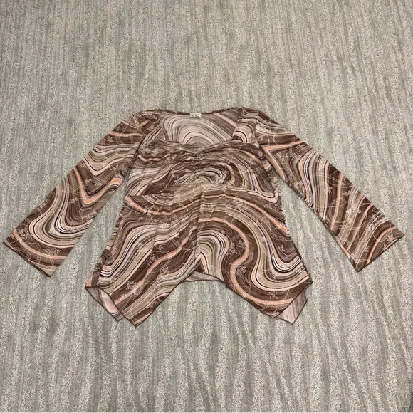 La Khaki Y2K Long Sleeve Sweetheart Neck Asymmetrical Blouse Fairy Women’s Sz 3X - Picture 4 of 7